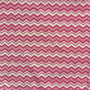 Pink and Off White Screen printed pure cotton fabrics with zigzag print