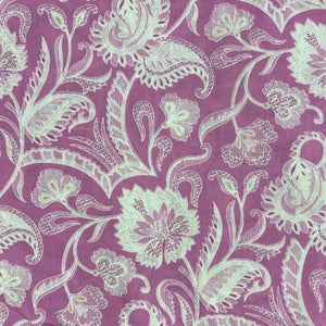 Pink and White Screen printed pure cotton fabrics with floral print
