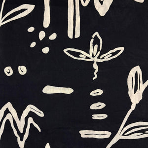 Off white and Black Screen printed pure cotton fabrics with abstract print