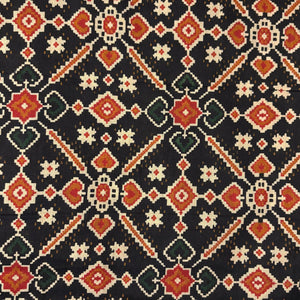 Red and Black Screen printed pure cotton fabrics with abstract print