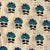 Blue and Black Screen printed pure cotton fabrics with human print
