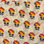 Red and Yellow Screen printed pure cotton fabrics with human print