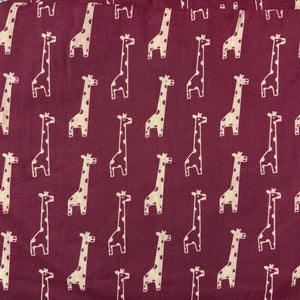 Maroon and Off white Screen printed pure cotton with giraffe print