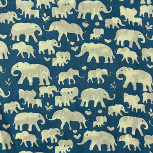 Blue and Off White Screen printed pure cotton with elephant animal print