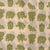 Green and Off white Screen printed pure cotton fabric with Elephant print