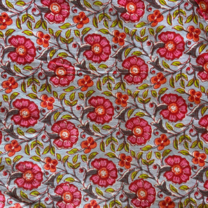 Precut 0.75 meters -White Printed Cotton Fabric