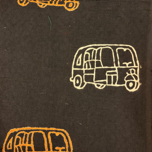 Precut 1 meter - Printed Textured Cotton Slub Fabric