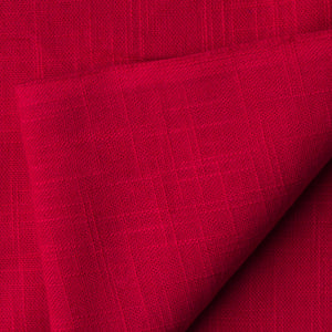 Precut 1 meter -Red Plain Textured Cotton Slub Fabric
