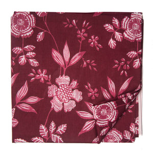 Red and White Screen Printed Pure Cotton Fabric with floral print