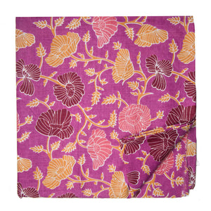 Pink and yellow Screen Printed Pure Cotton Fabric with floral print