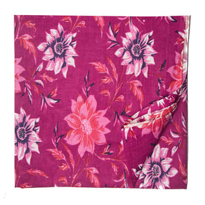 Pink Screen Printed Pure Cotton Fabric with floral print