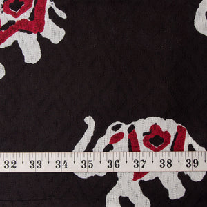 Precut 0.25 meters -Black & Red Textured Printed Cotton Fabric