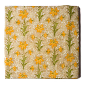 Precut 0.75 meters -Green & Yellow Textured Printed Cotton Fabric
