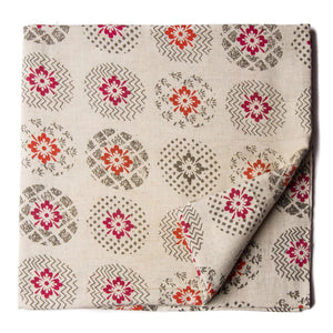 Precut 0.25 meters -Off White & Red Textured Printed Cotton Fabric