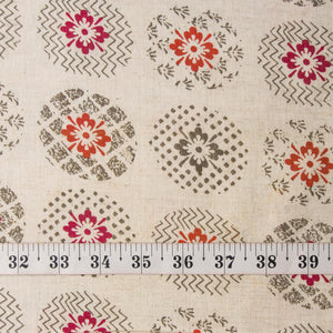 Precut 0.25 meters -Off White & Red Textured Printed Cotton Fabric