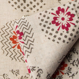 Precut 0.25 meters -Off White & Red Textured Printed Cotton Fabric