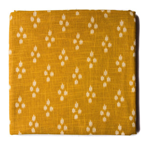 Precut 0.25 meters -White & Yellow Textured Printed Cotton Fabric