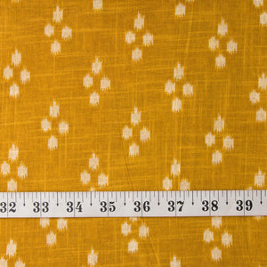 Precut 0.25 meters -White & Yellow Textured Printed Cotton Fabric