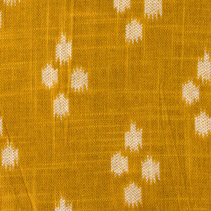 Precut 0.25 meters -White & Yellow Textured Printed Cotton Fabric