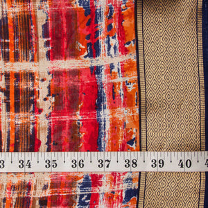 Precut 1 meter -Pink & Blue Printed Cotton Fabric