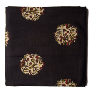 Precut 0.25 meters -Beige & Black Textured Printed Cotton Fabric