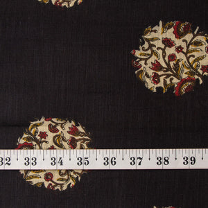 Precut 0.25 meters -Beige & Black Textured Printed Cotton Fabric