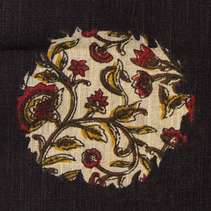 Precut 0.25 meters -Beige & Black Textured Printed Cotton Fabric