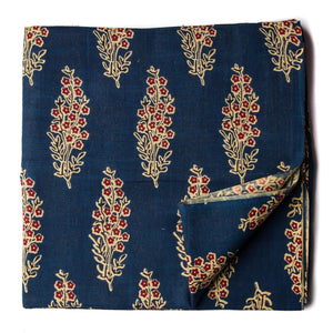 Precut 0.25 meters -Beige & Blue Textured Printed Cotton Fabric