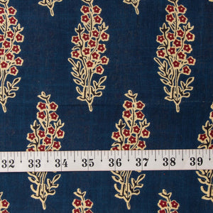 Precut 0.25 meters -Beige & Blue Textured Printed Cotton Fabric