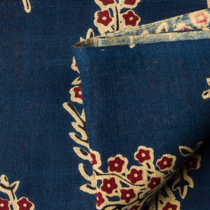 Precut 0.25 meters -Beige & Blue Textured Printed Cotton Fabric