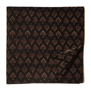 Black and Maroon Screen printed Pure Cotton Fabric  with floral motifs