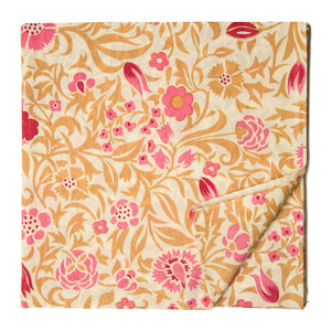 Brown and Pink Screen printed cotton with floral design
