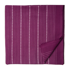 Magenta South Cotton Jacquard Fabric with kantha thread work lines