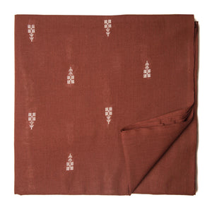 Brown South Cotton Jacquard Fabric with kantha floral thread work