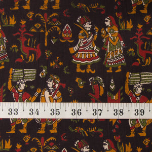 Precut 0.75 meter - Black & Yellow Printed Cotton Fabric