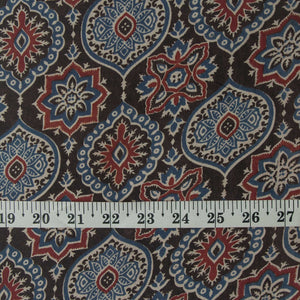 Precut 1 meter -Ajrakh Hand Printed Natural Dyed Cotton Fabric