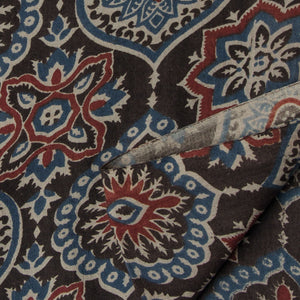 Precut 1 meter -Ajrakh Hand Printed Natural Dyed Cotton Fabric