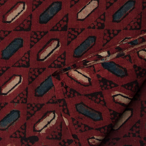 Precut 0.75 meters -Ajrakh Hand Printed Natural Dyed Cotton Fabric