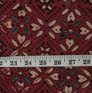 Precut 0.75 meters -Ajrakh Hand Printed Natural Dyed Cotton Fabric