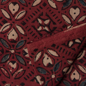 Precut 0.75 meters -Ajrakh Hand Printed Natural Dyed Cotton Fabric