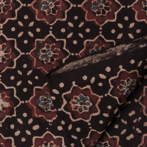 Precut 0.75 meters -Ajrakh Hand Printed Natural Dyed Cotton Fabric