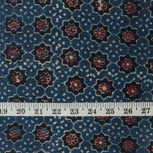 Precut 0.75 meters -Ajrakh Hand Printed Natural Dyed Cotton Fabric