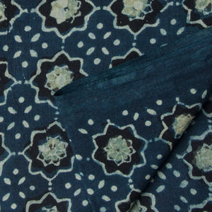 Precut 1 meter -Ajrakh Hand Printed Natural Dyed Cotton Fabric