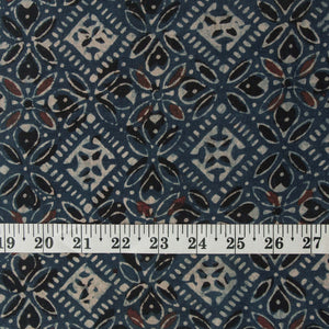 Precut 1 meter -Ajrakh Hand Printed Natural Dyed Cotton Fabric