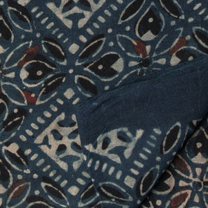 Precut 0.75 meters -Ajrakh Hand Printed Natural Dyed Cotton Fabric