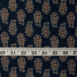 Precut 1 meter -Ajrakh Hand Block Natural Dyed Cotton Fabric