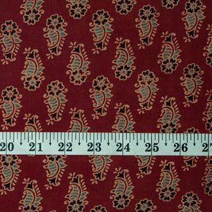 Precut 0.75 meters -Ajrakh Hand Block Natural Dyed Cotton Fabric