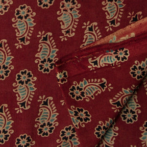 Precut 0.75 meters -Ajrakh Hand Block Natural Dyed Cotton Fabric