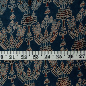Precut 0.75 meters -Ajrakh Hand Block Natural Dyed Cotton Fabric