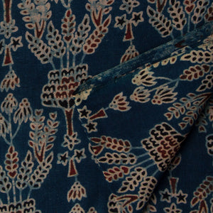 Precut 0.75 meters -Ajrakh Hand Block Natural Dyed Cotton Fabric